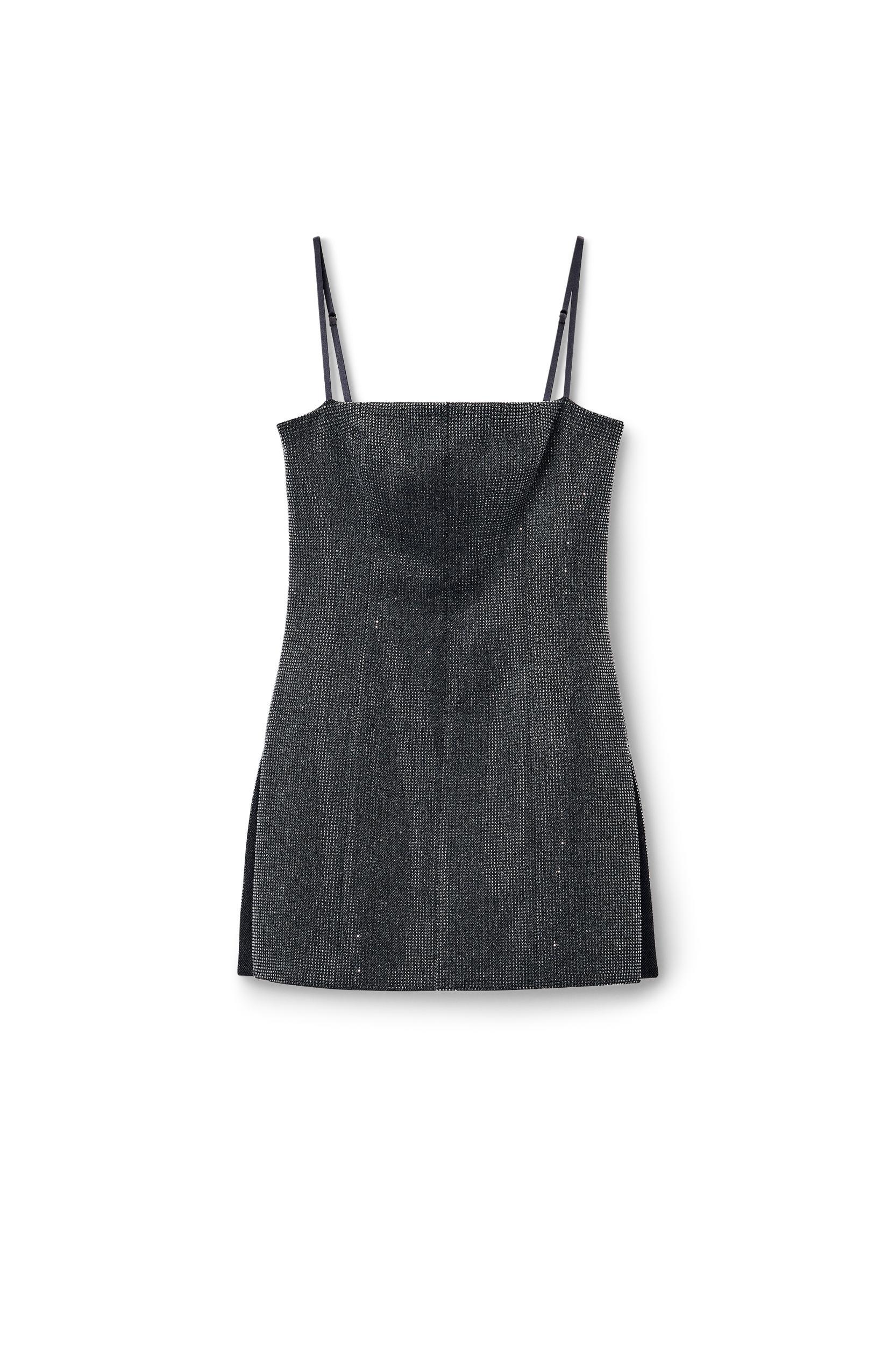 Square Neck Minidress In Wool Twill With Crystal Hotfix Product Image