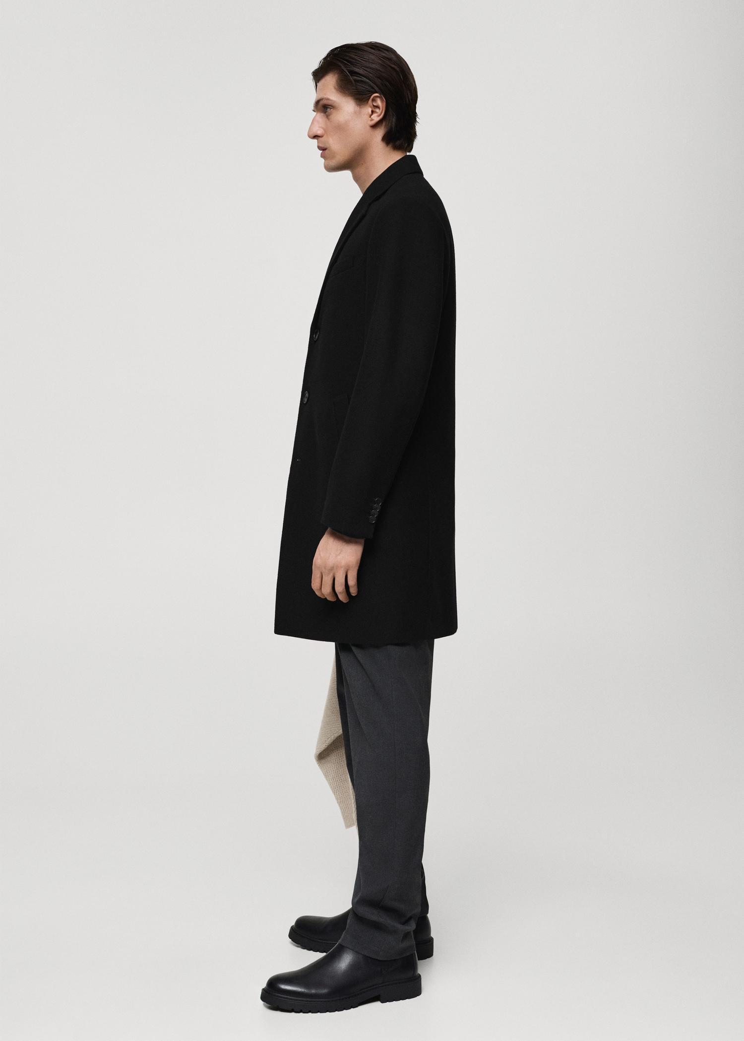Long recycled wool coat - Men | MANGO USA Product Image