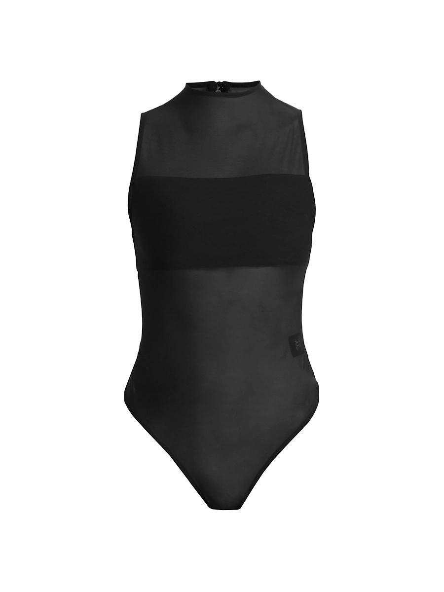 Nichol Mock-Neck Mesh Bodysuit Product Image