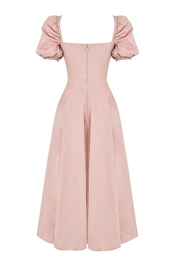 Tallulah Blush Puff Sleeve Midi Dress Product Image