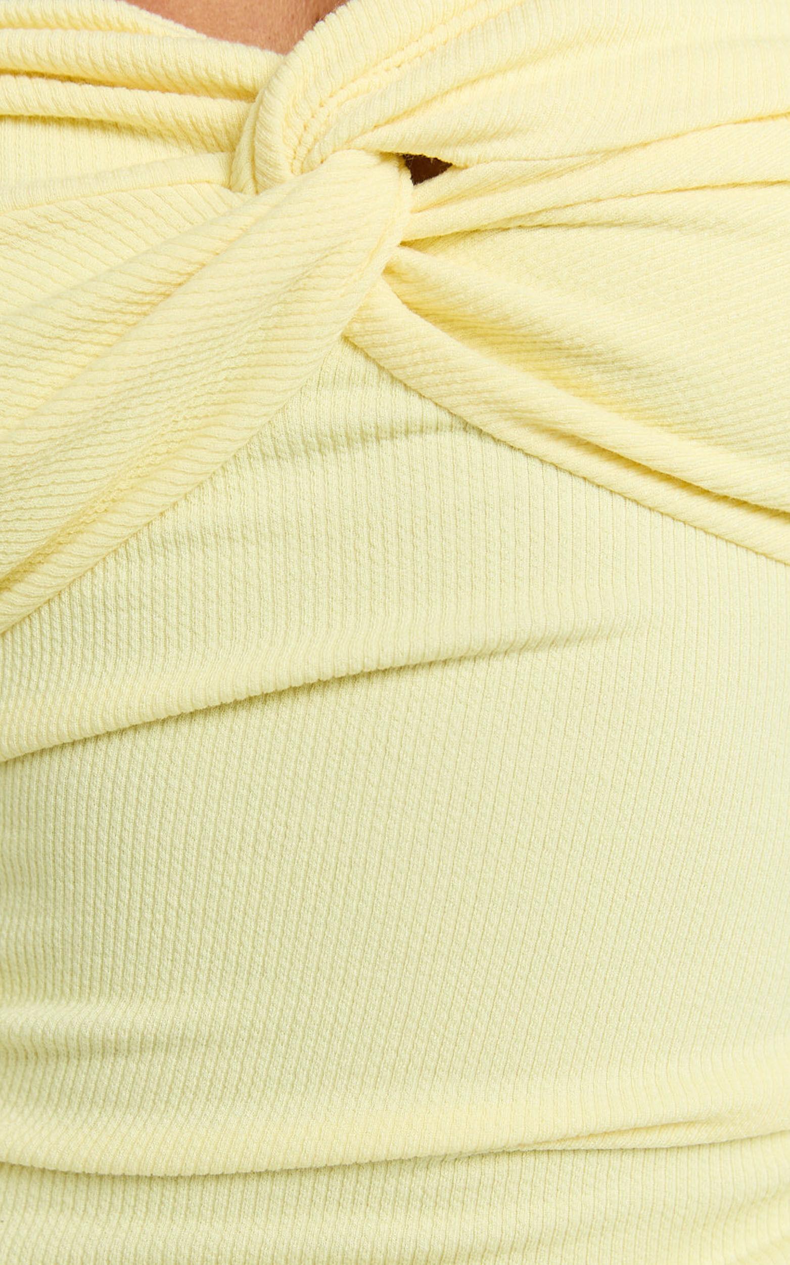 Jelena Top - Jersey Strapless Twist Front Top in Lemon Product Image