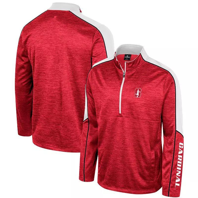 Men's Colosseum Cardinal Stanford Cardinal Marled Half-Zip Jacket, Size: Large, Red Product Image