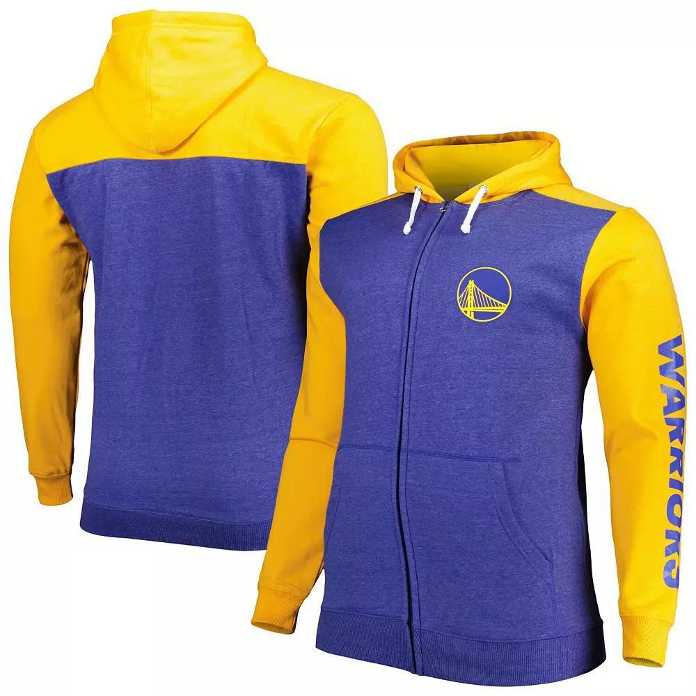 Men's Fanatics Branded Royal/Gold Golden State Warriors Big & Tall Down and Distance Full-Zip Hoodie, Size: XLT, Blue Product Image