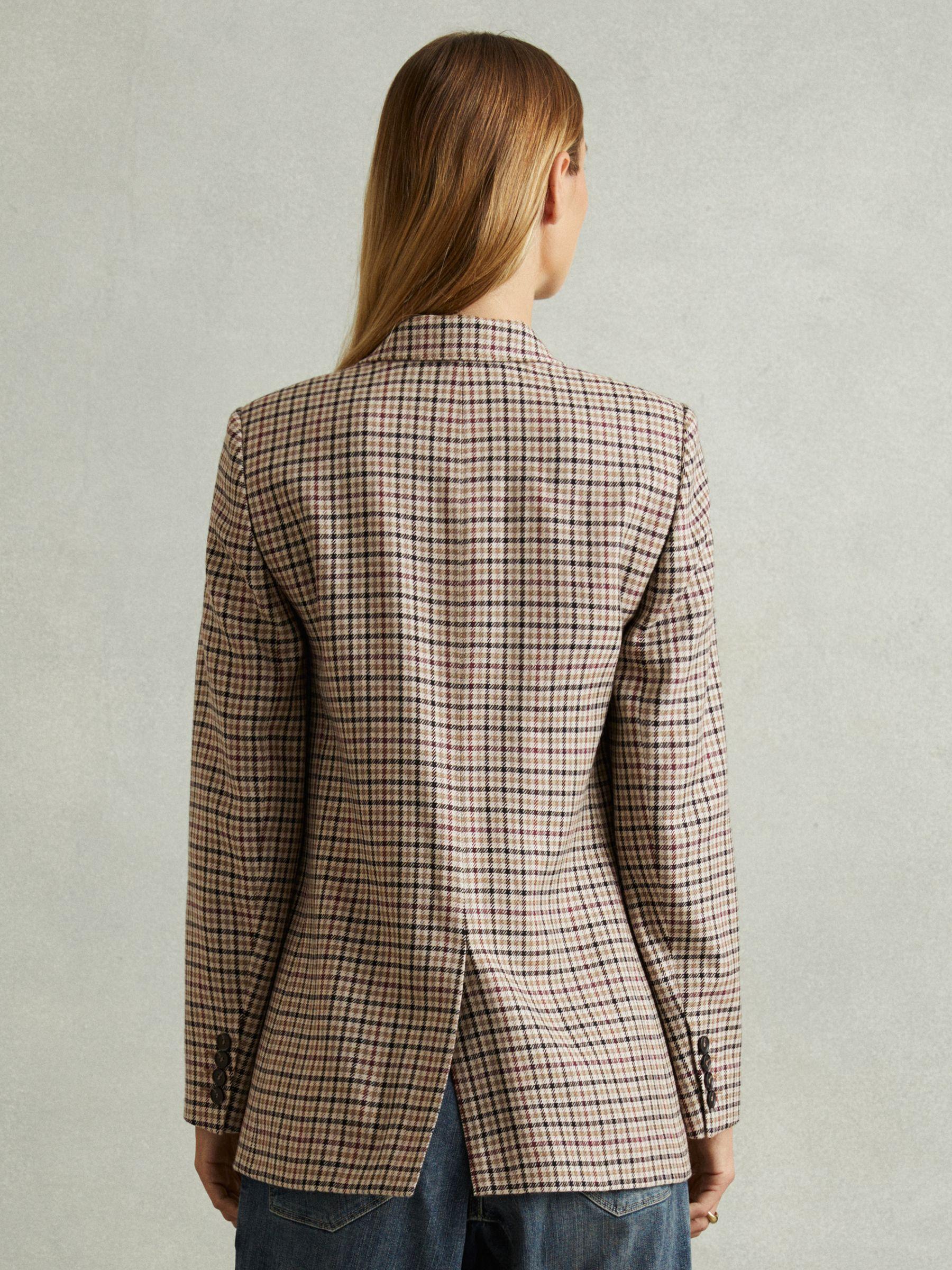 Wool Blend Checked Single Breasted Blazer in Natural Check Product Image