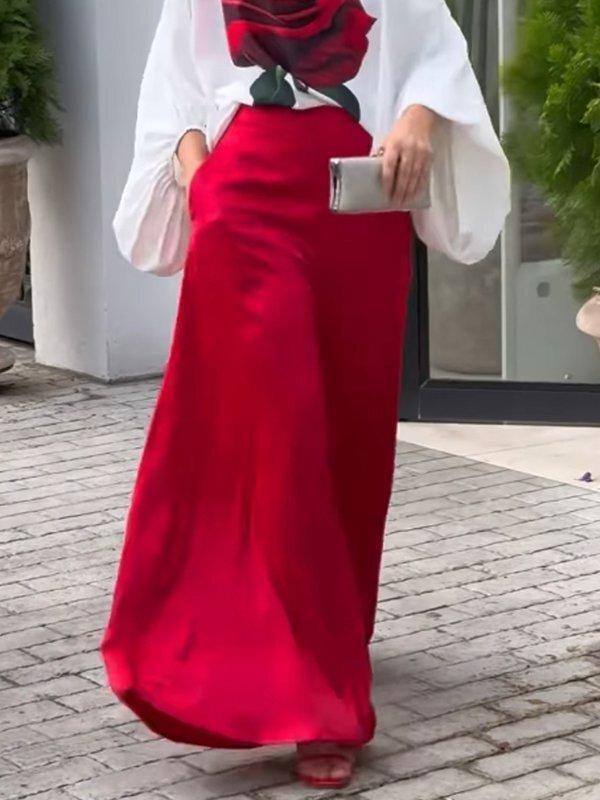 High Waisted Loose Pockets Solid Color Pants Trousers Product Image