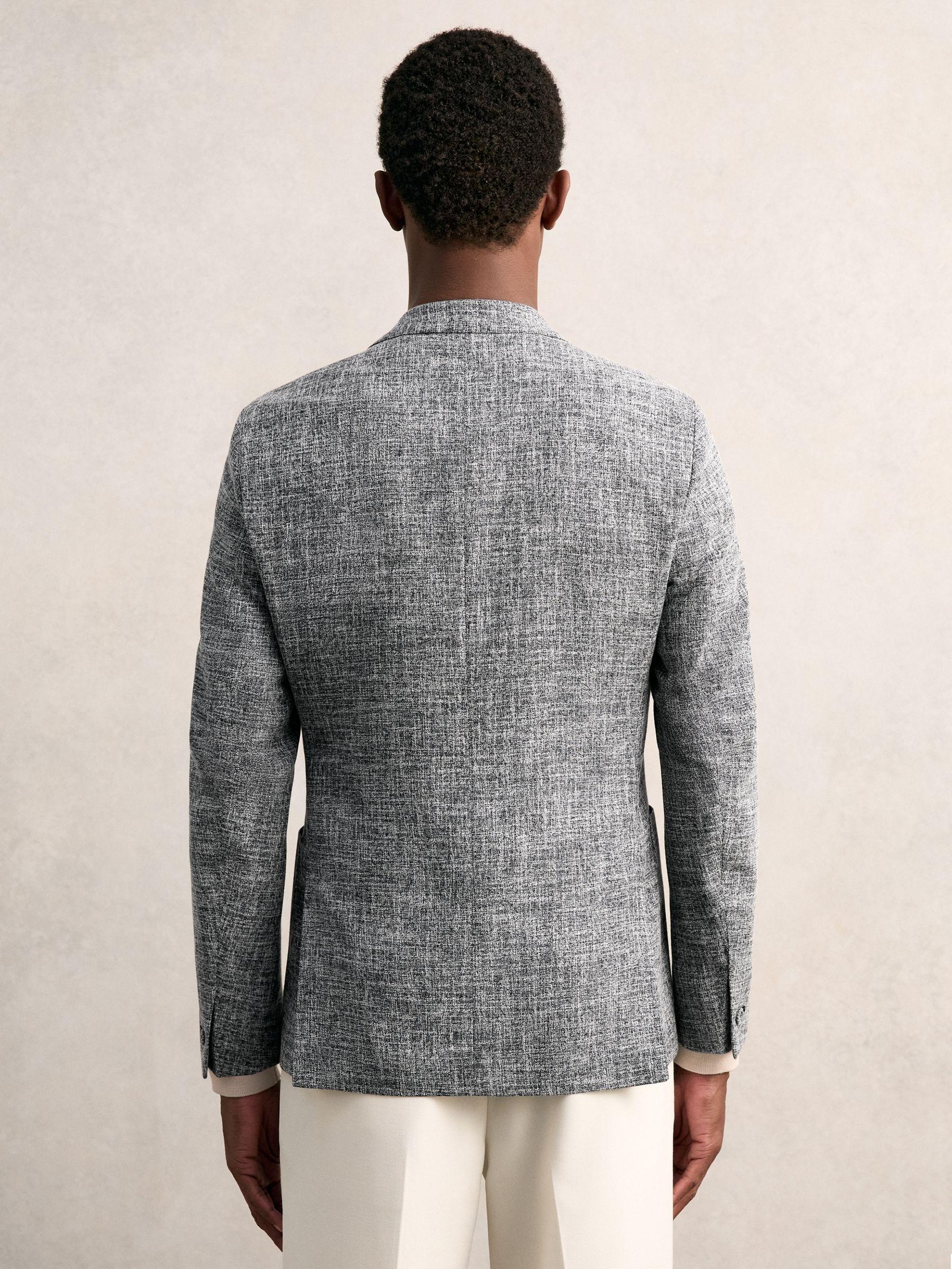 Single-Breasted Textured Mélange Blazer Slim-Fit in Navy Melange Product Image