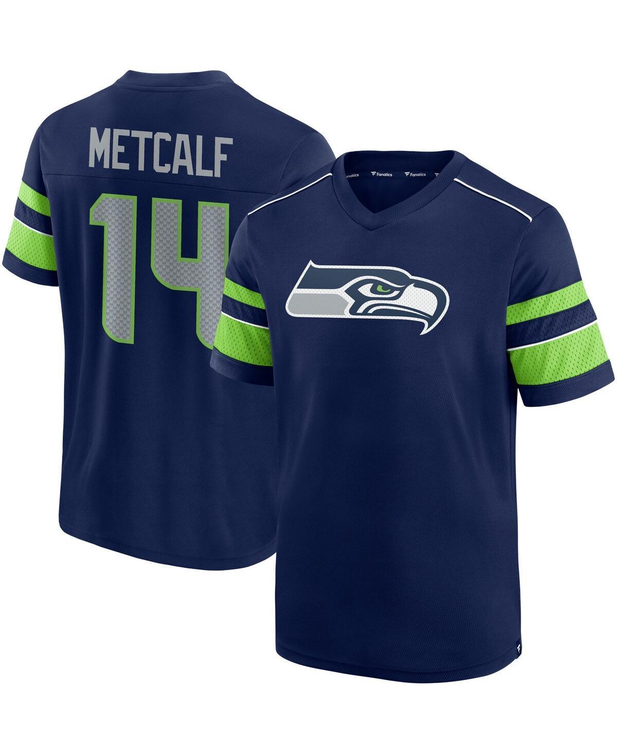 Men's Fanatics Branded DK Metcalf College Navy Seattle Seahawks Hashmark Name & Number V-Neck T-Shirt, Size: Large, Blue Product Image