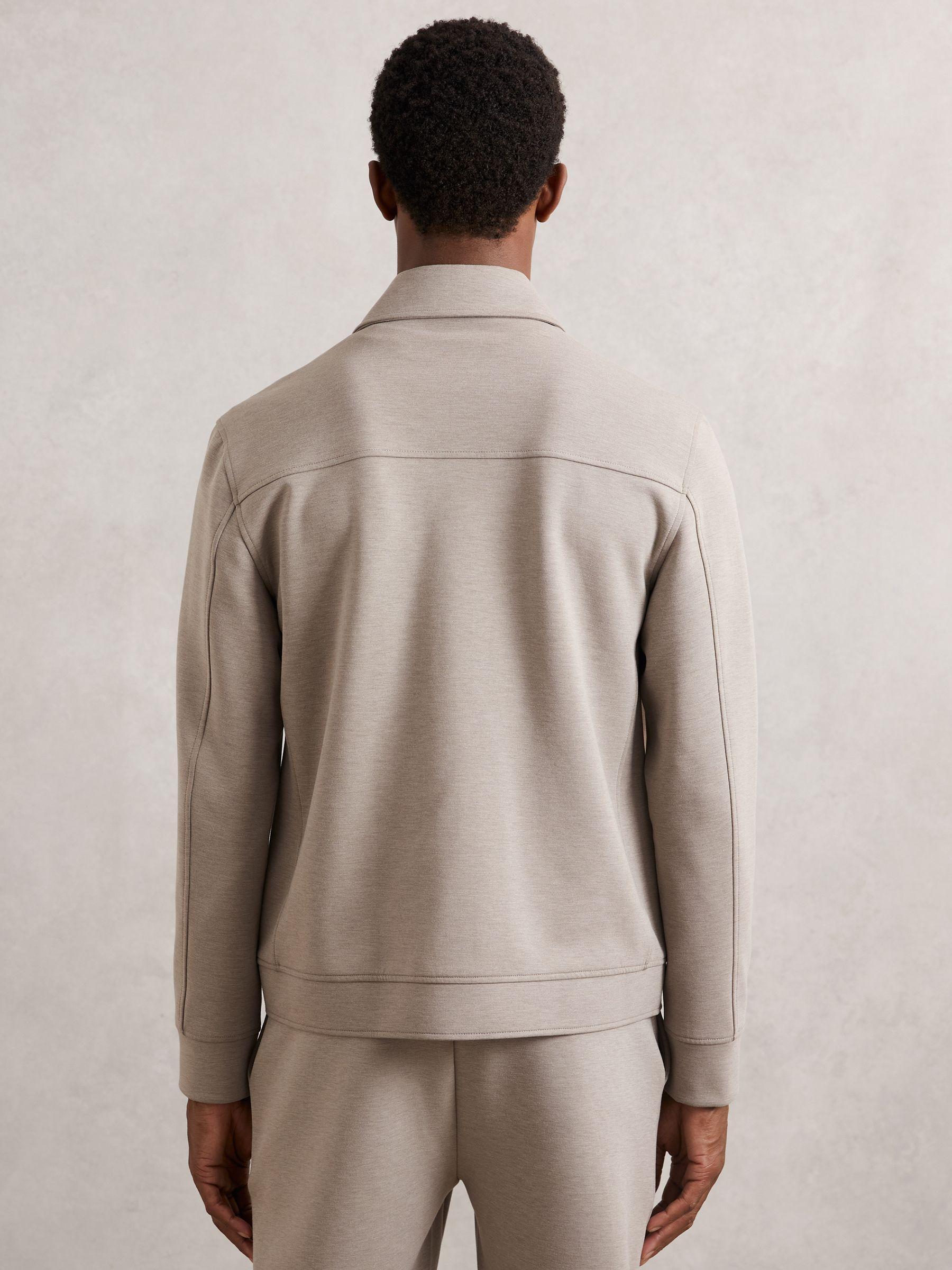 Interlock Jersey Zip-Through Jacket in Taupe Brown Product Image