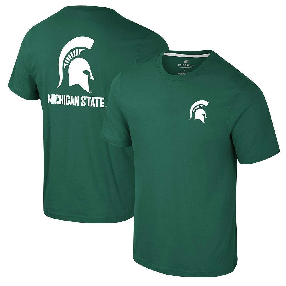 Men's Colosseum Green Michigan State Spartans Logo Lockup 2-Hit Active Blend T-Shirt,  Product Image