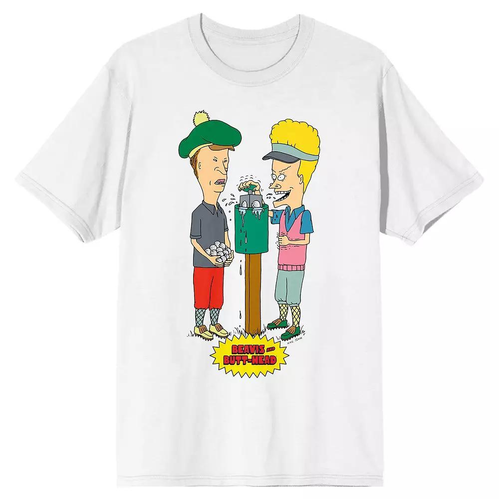 Men's Beavis & Butthead Characters Short Sleeve Graphic Tee, Size: XXL, White Product Image