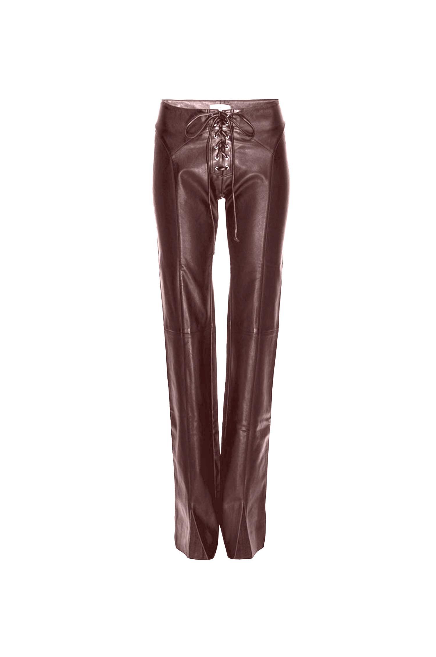 ELEMENT LACE UP PANT - BROWN VEGAN LEATHER Product Image