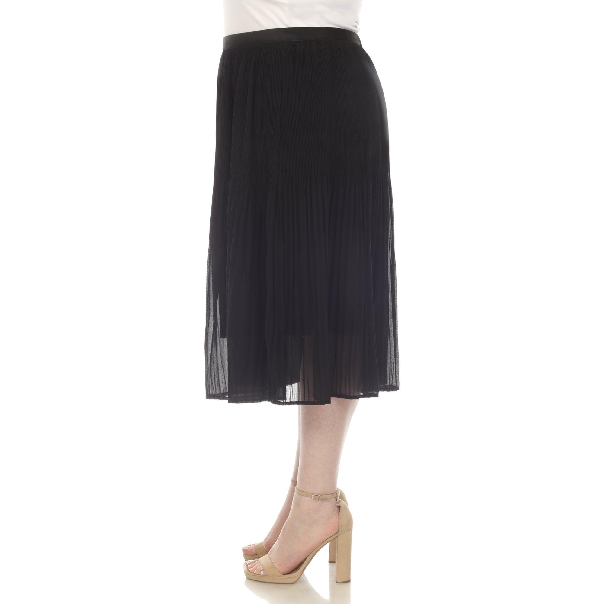 Plus Size Pleated Chiffon Midi Skirt Product Image