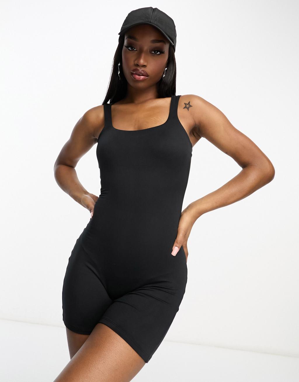 ASOS DESIGN strappy soft touch unitard romper Product Image