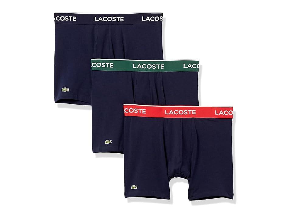 Lacoste Cotton Stretch Logo Waistband Long Boxer Briefs, Pack of 3 Product Image