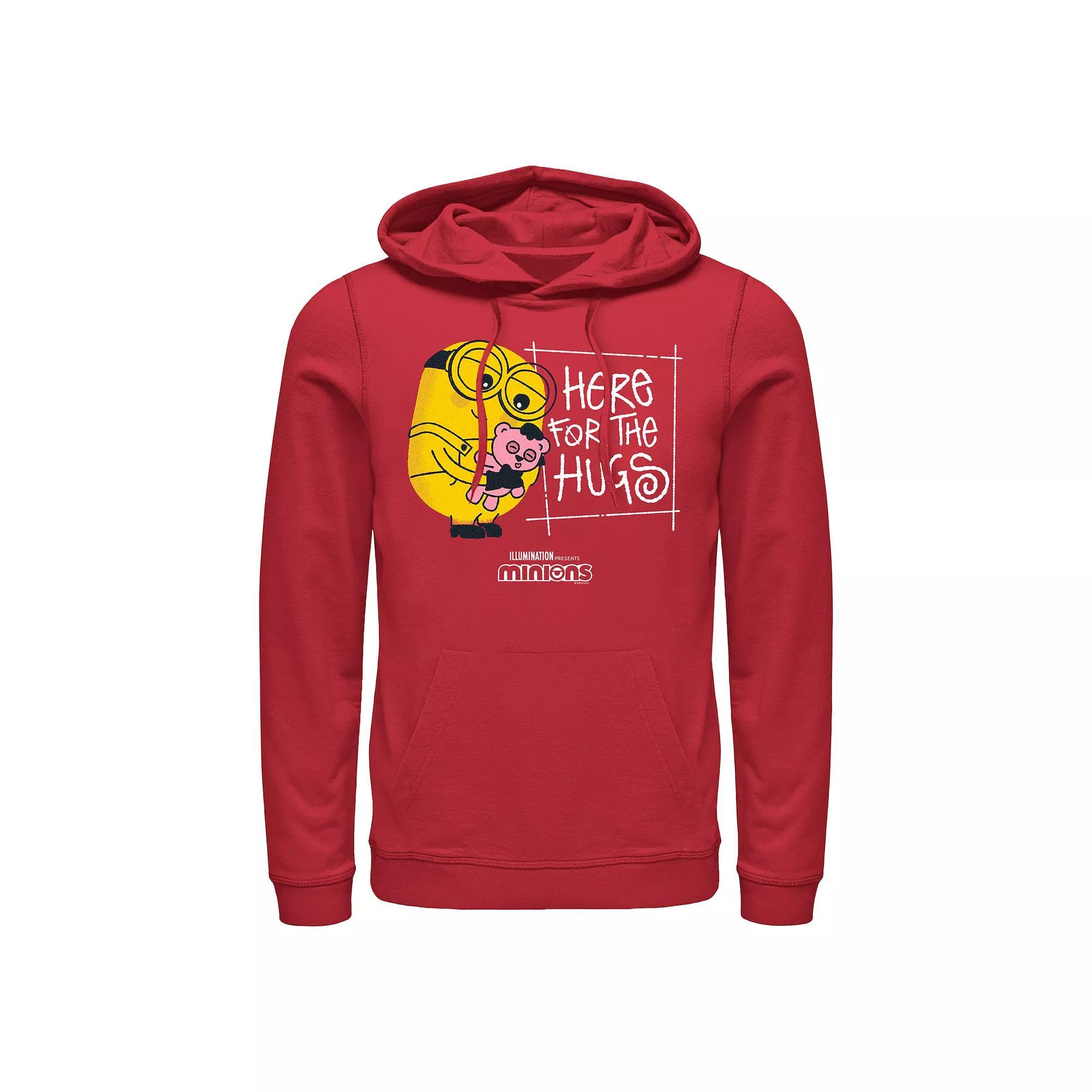 Men's Despicable Me Minions Here For The Hugs Graphic Hoodie, Size: Small, Red Product Image