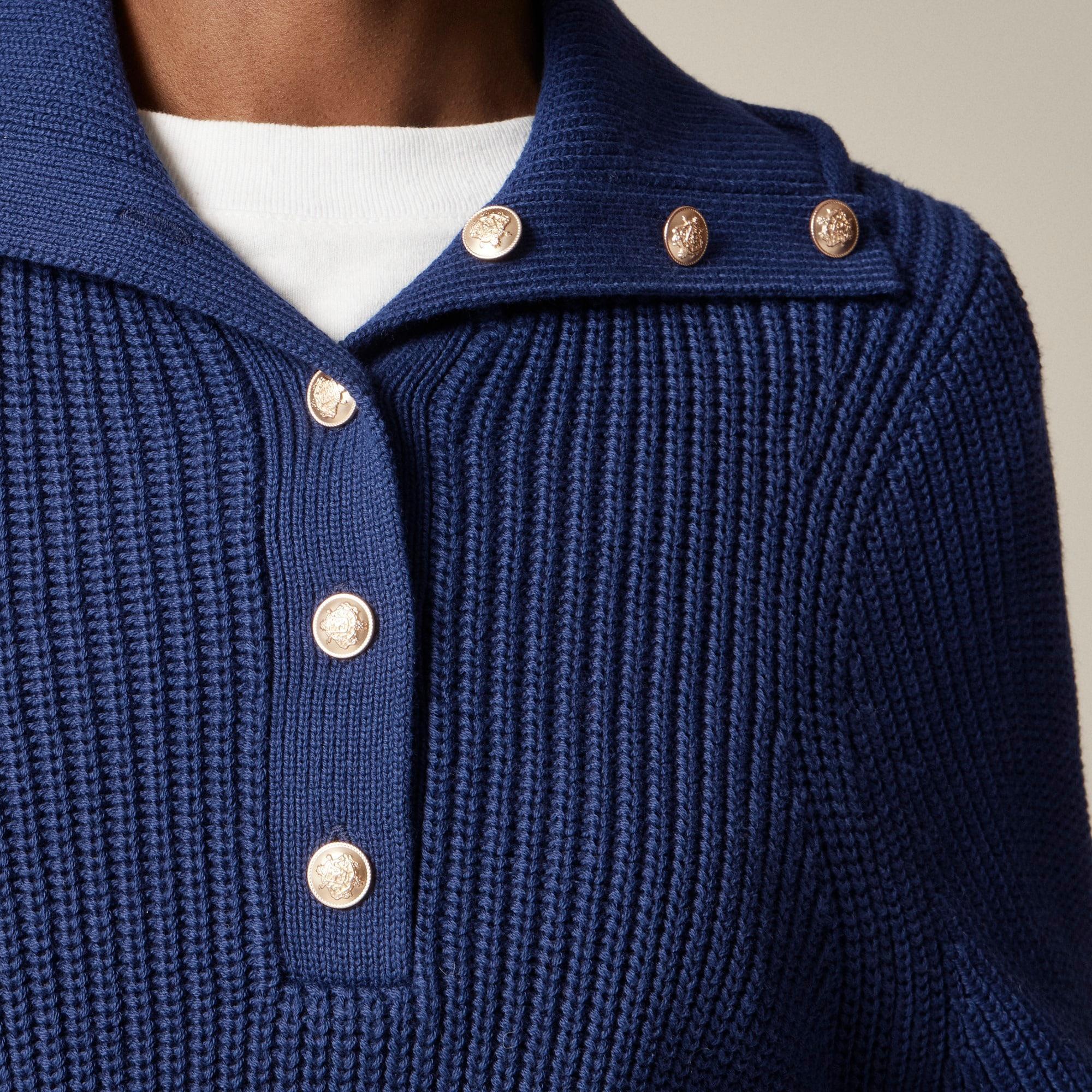 Ribbed cotton button-collar sweater Product Image