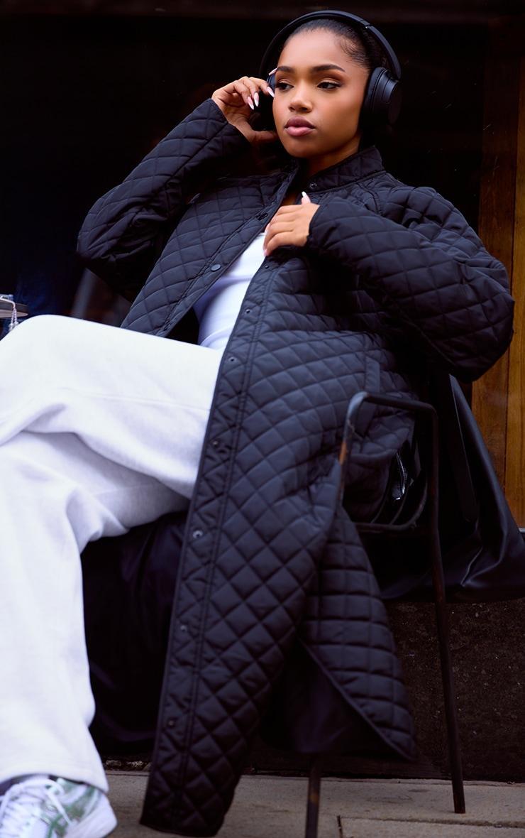 Black Maxi Quilted Coat Product Image