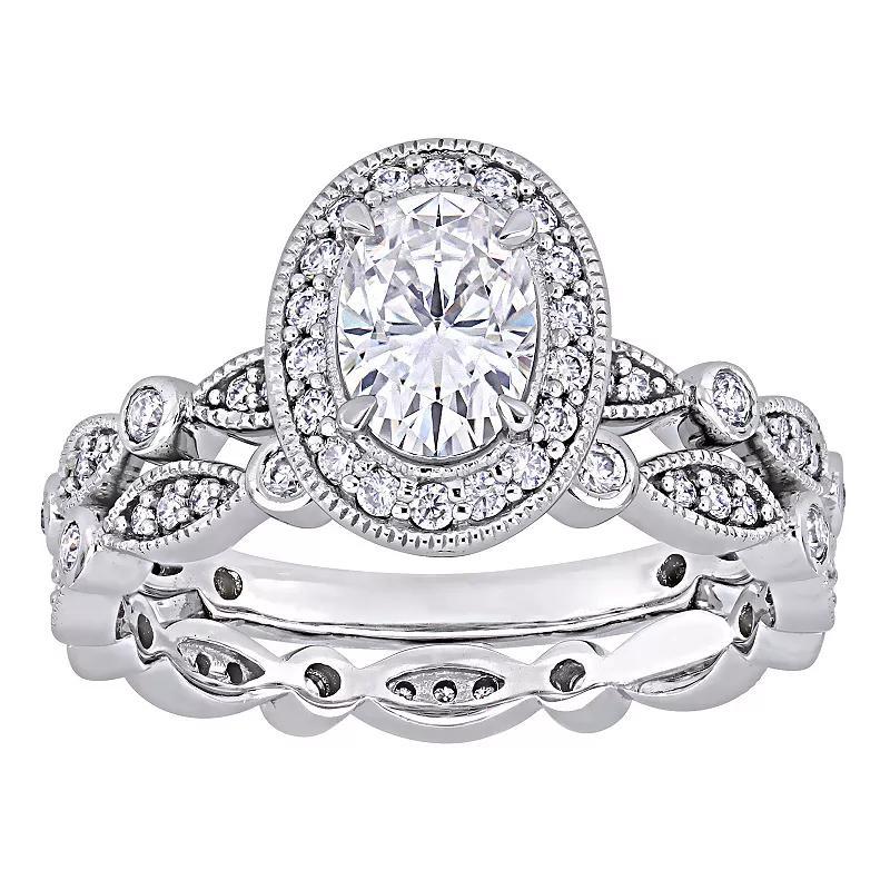 Stella Grace 10k White Gold Lab-Created Moissanite Infinity Engagement Ring Set, Womens Product Image