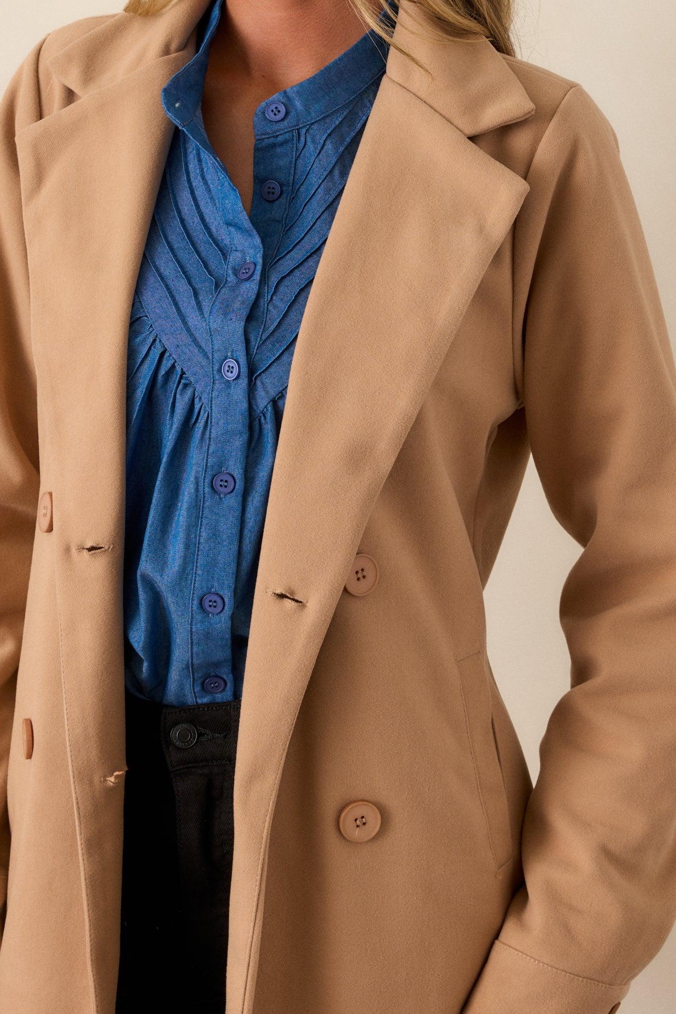 Everything I Need Camel Double-Breasted Coat Product Image