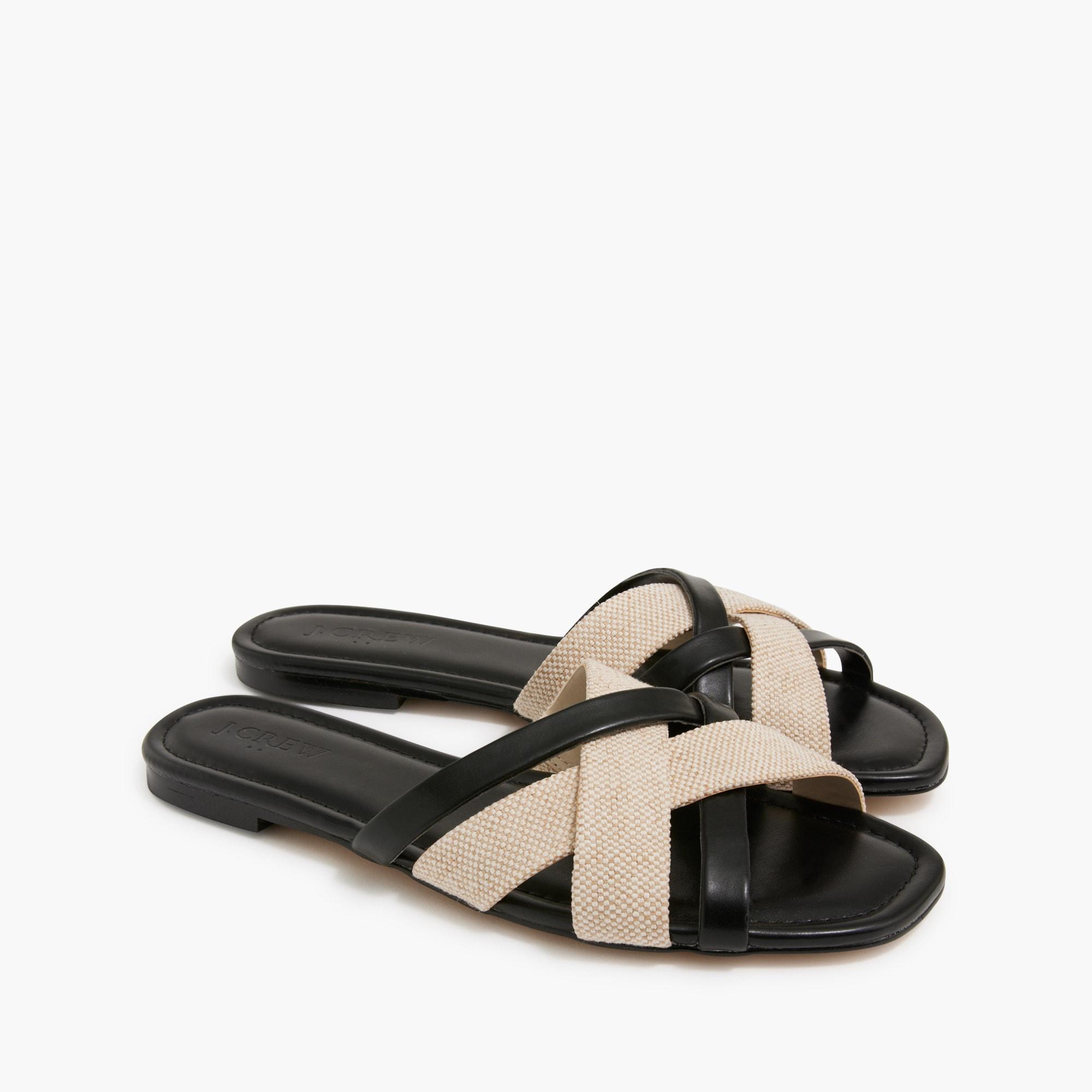 Mixed crisscross slide sandals Product Image