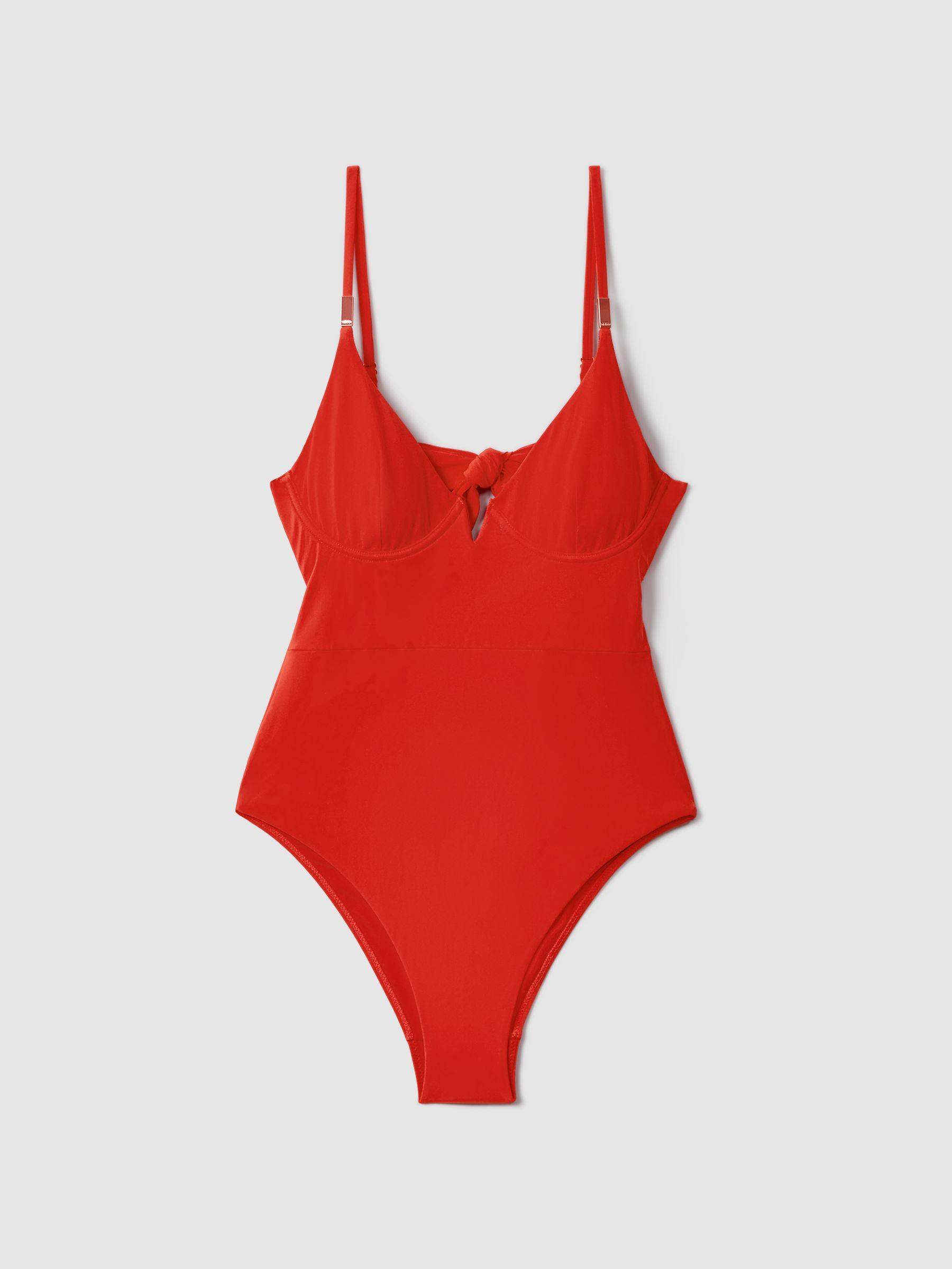 Underwired Tie Back Swimsuit in Red Product Image