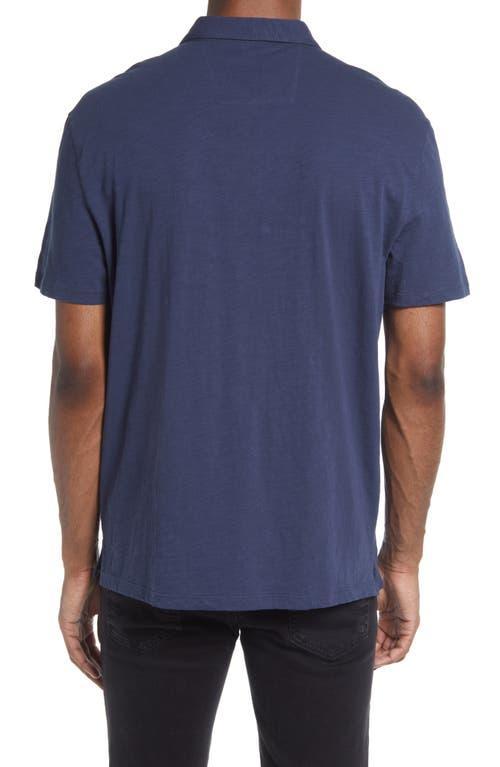 John Varvatos Men's Victor Solid Slub Cotton Polo in Oiled Blue at Nordstrom, Size X-Large Product Image