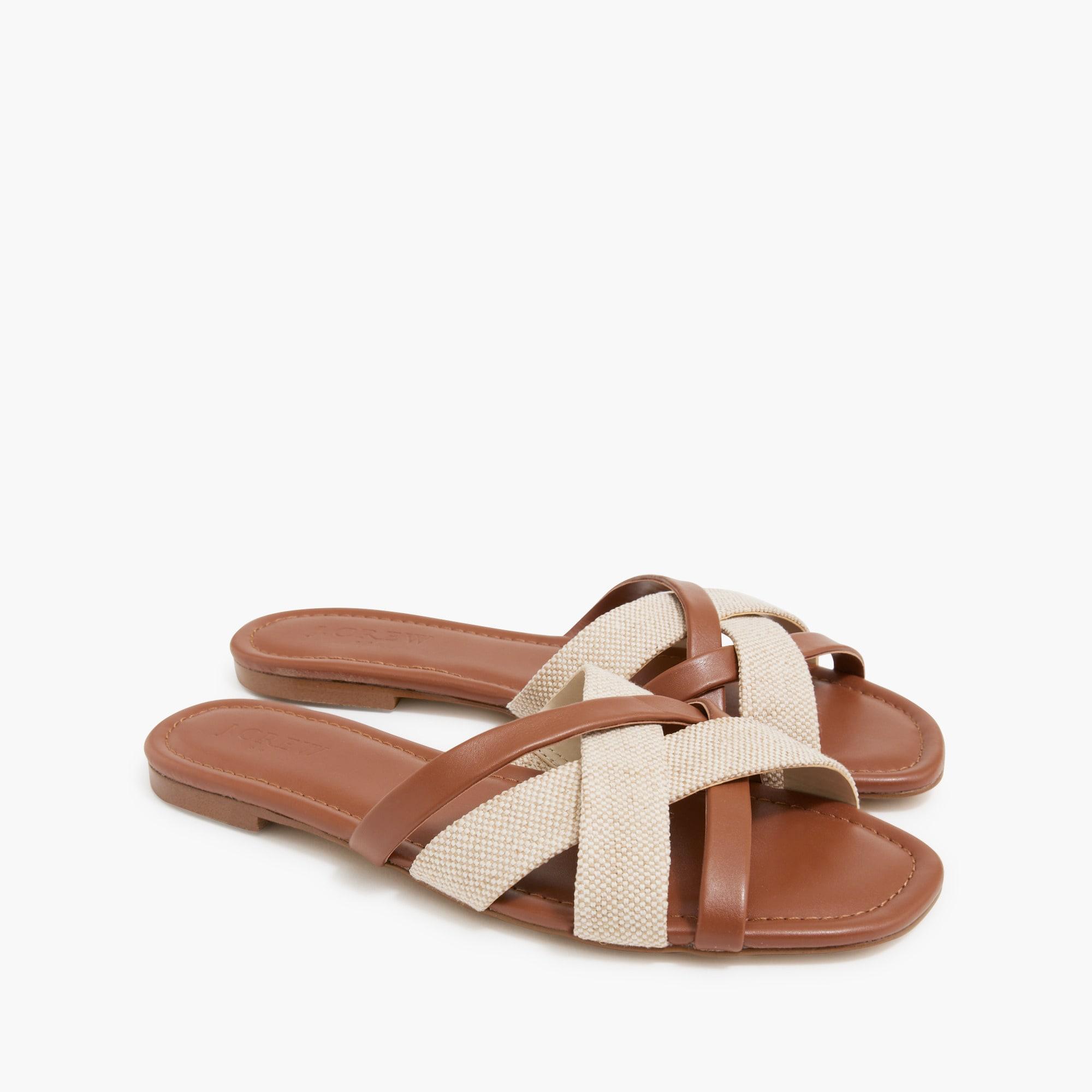 Mixed crisscross slide sandals Product Image