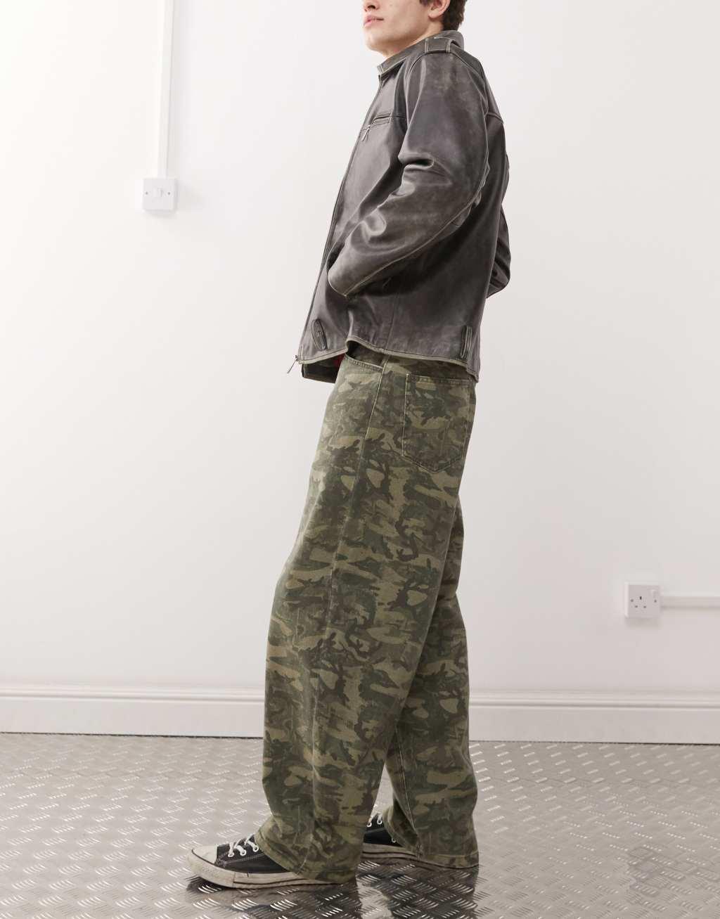 Reclaimed Vintage wide leg baggy camo print jeans Product Image