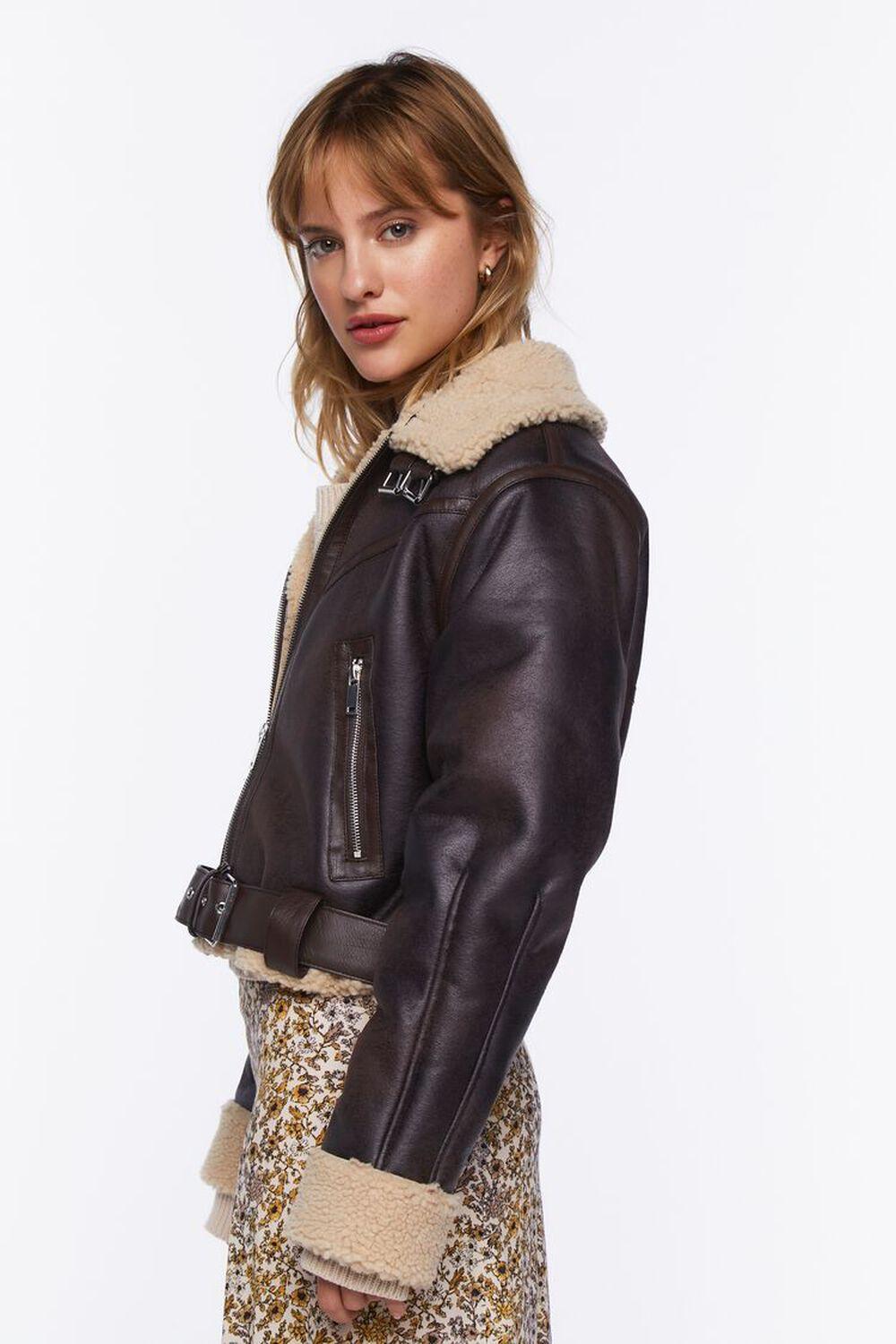 Faux Shearling-Trim Moto Jacket | Forever 21 Product Image