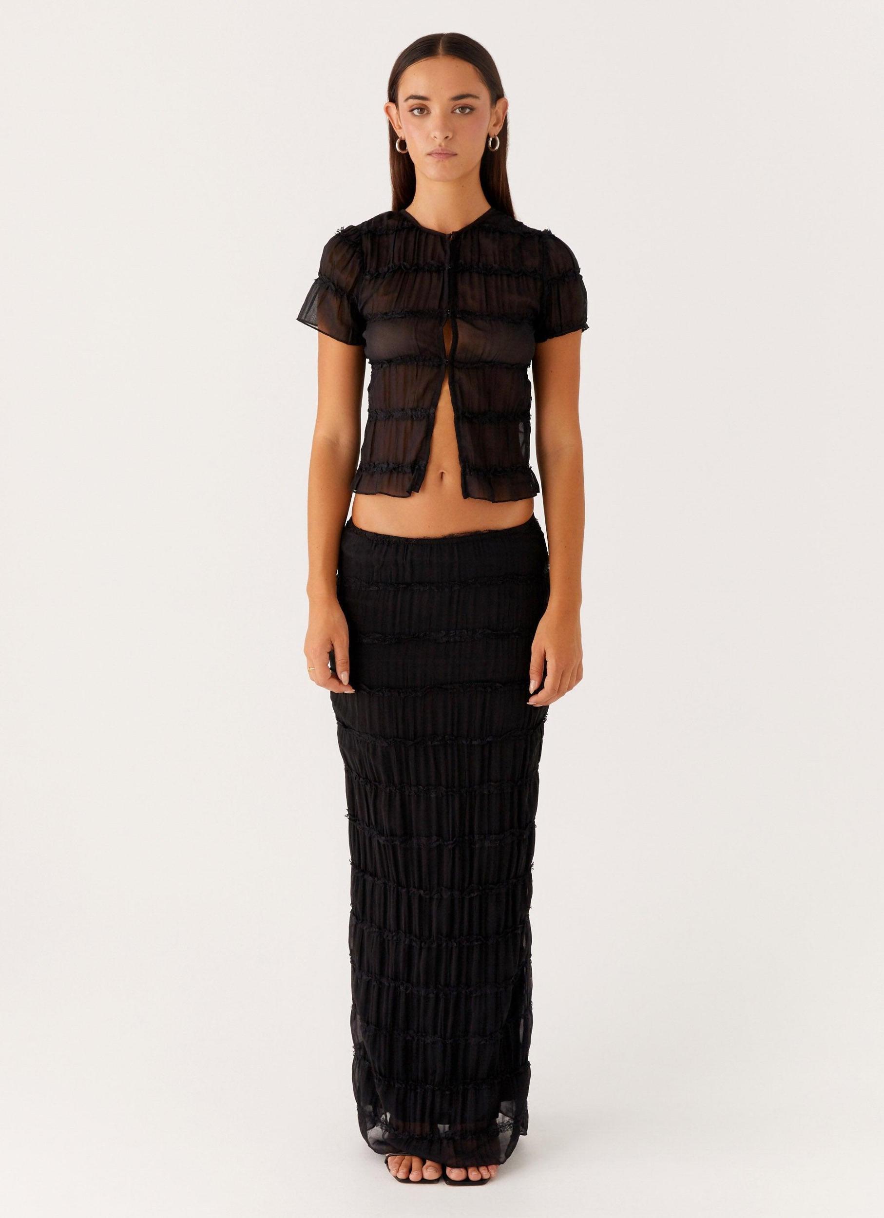 Daydreaming Low Rise Maxi Skirt - Black Product Image