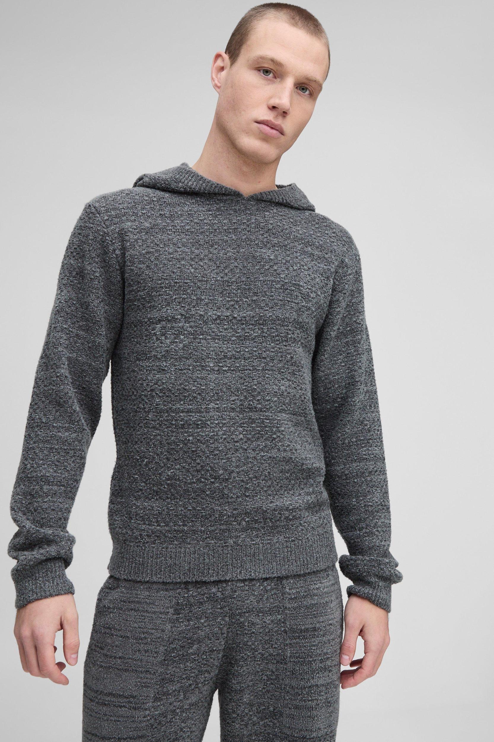 Regular Boucle Basket Stitch Hooded Tracksuit | boohooMAN USA Product Image