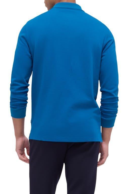 BUGATCHI Honeycomb Knit Long Sleeve Polo In Sapphire Product Image