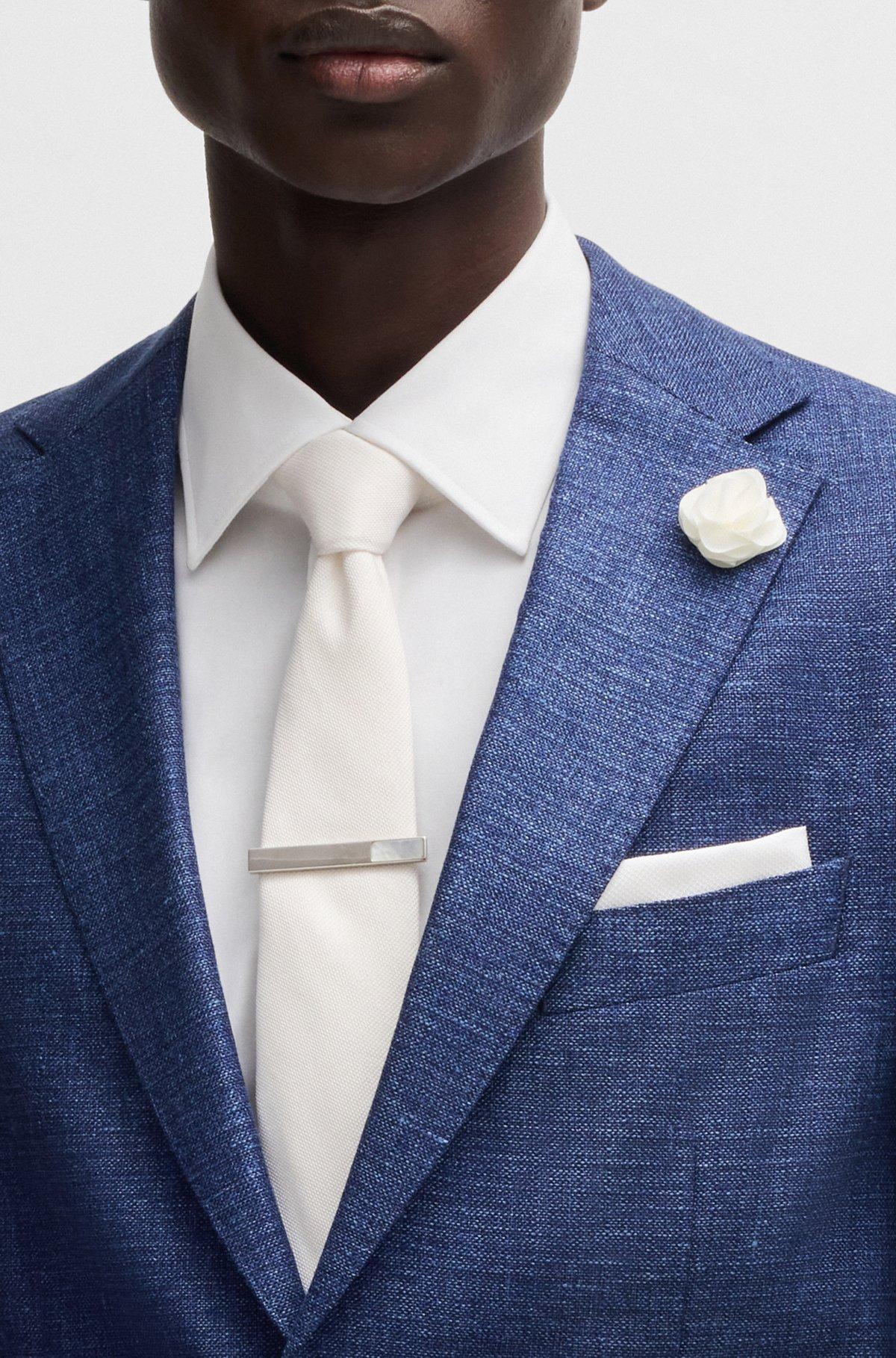 Slim-fit blazer in micro-patterned fabric Product Image