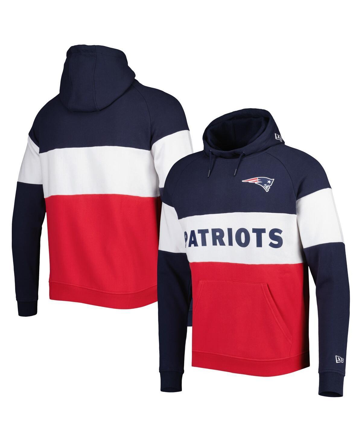 Men's New Era Red New England Patriots Colorblock Current Pullover Hoodie, Size: XL Product Image