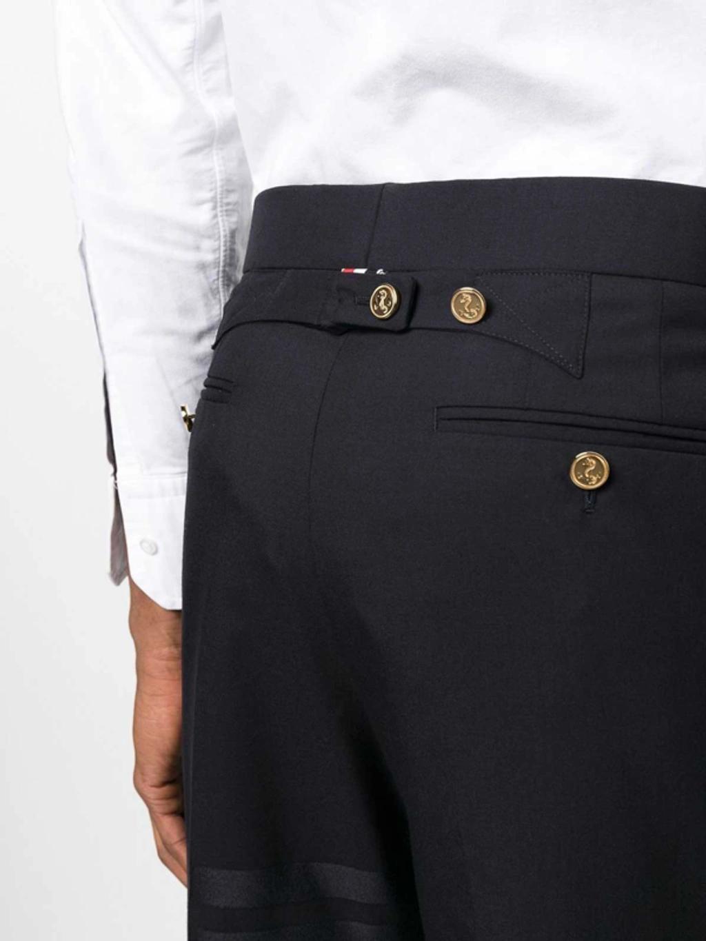 Navy Cropped Trousers In Light Blue Product Image