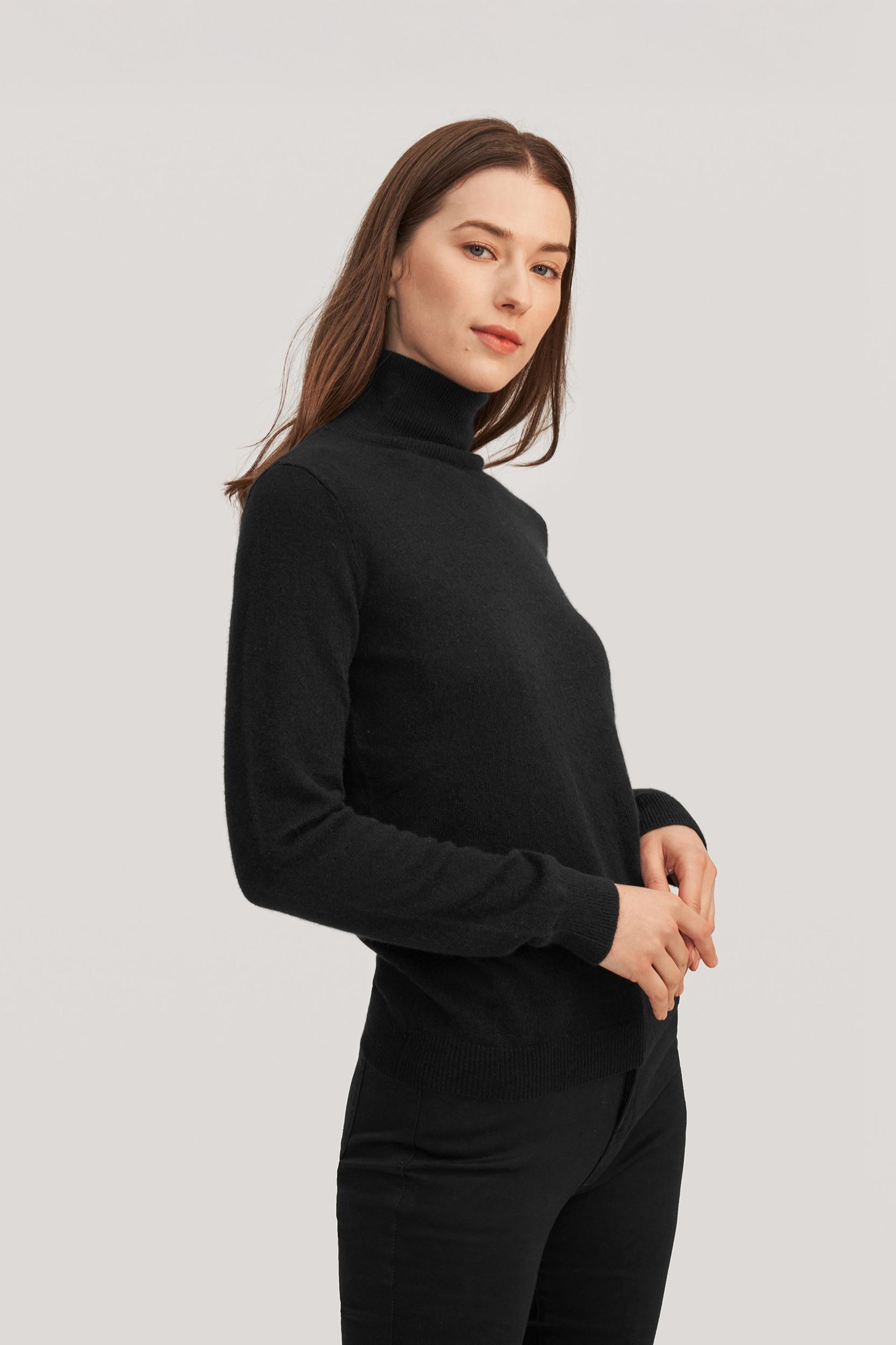 LILYSILK 100% Cashmere Sweater Women Turtleneck Design Wardrobe Must-have Black Product Image