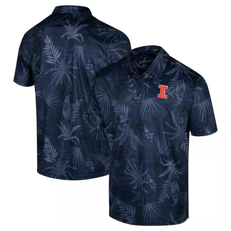 Mens Colosseum Illinois Fighting Illini Big & Tall Palms Polo Blue Product Image