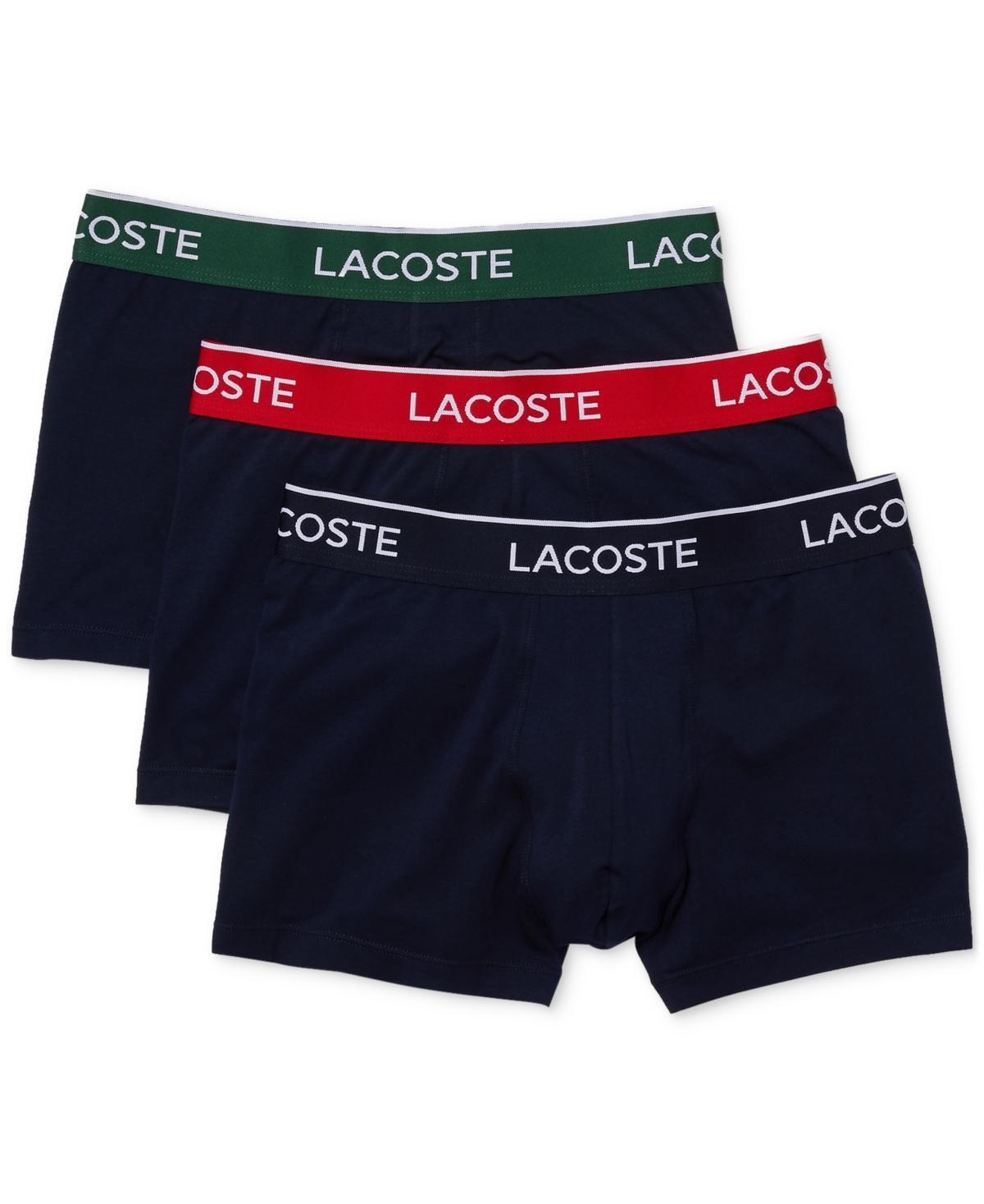 Lacoste Trunks 3-Pack Casual Classic Colorful Waistband (Navy Blue/Green/Red/Navy Blue) Men's Underwear Product Image