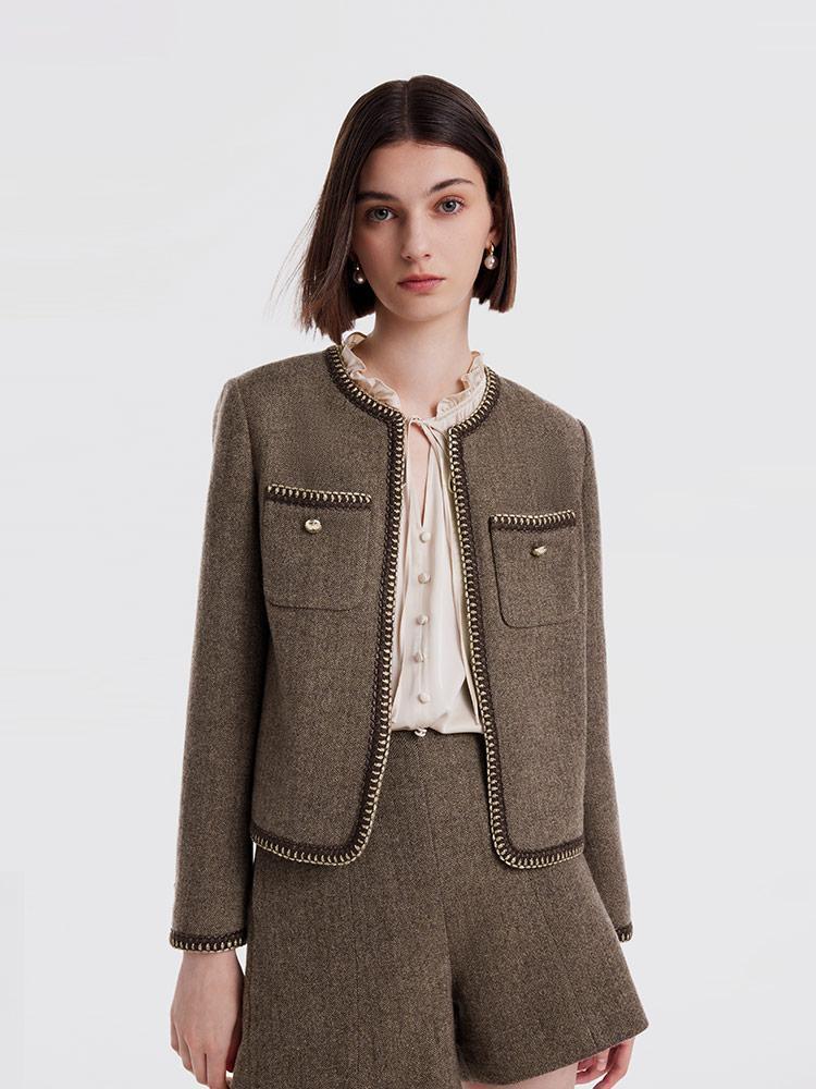 Retro Brown Washable Woolen Jacket Product Image