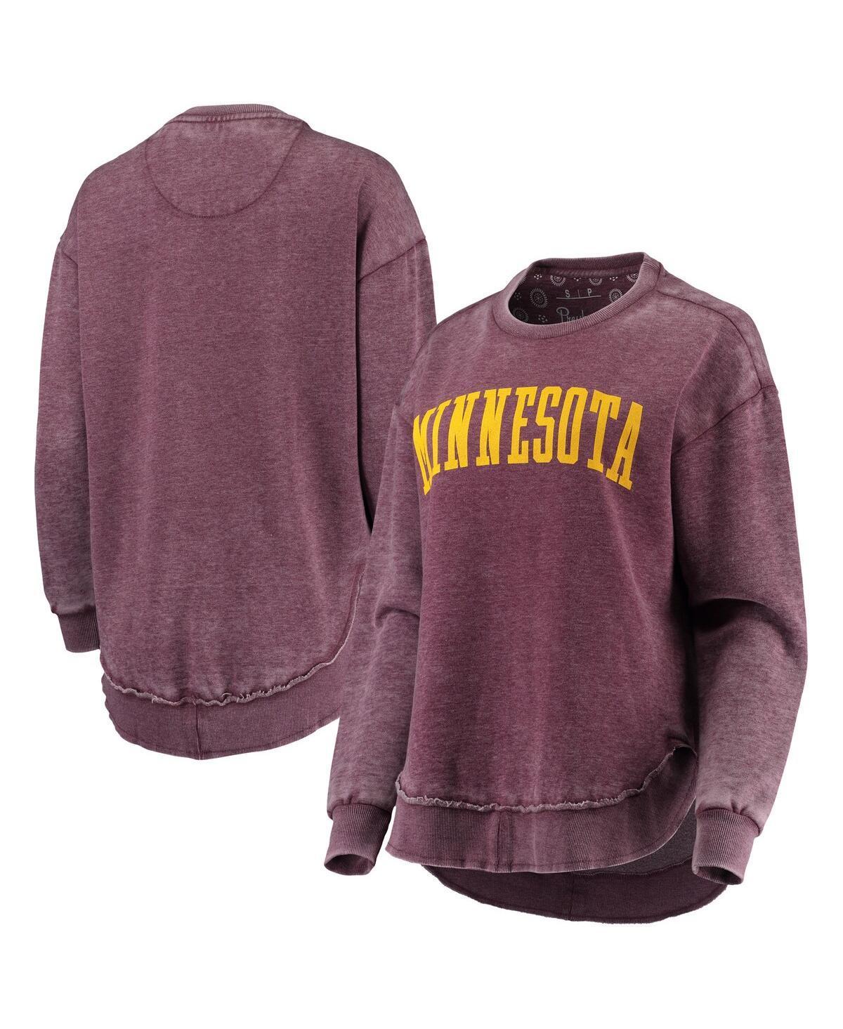 Womens Pressbox Maroon Minnesota Golden Gophers Vintage Wash Pullover Sweatshirt Product Image