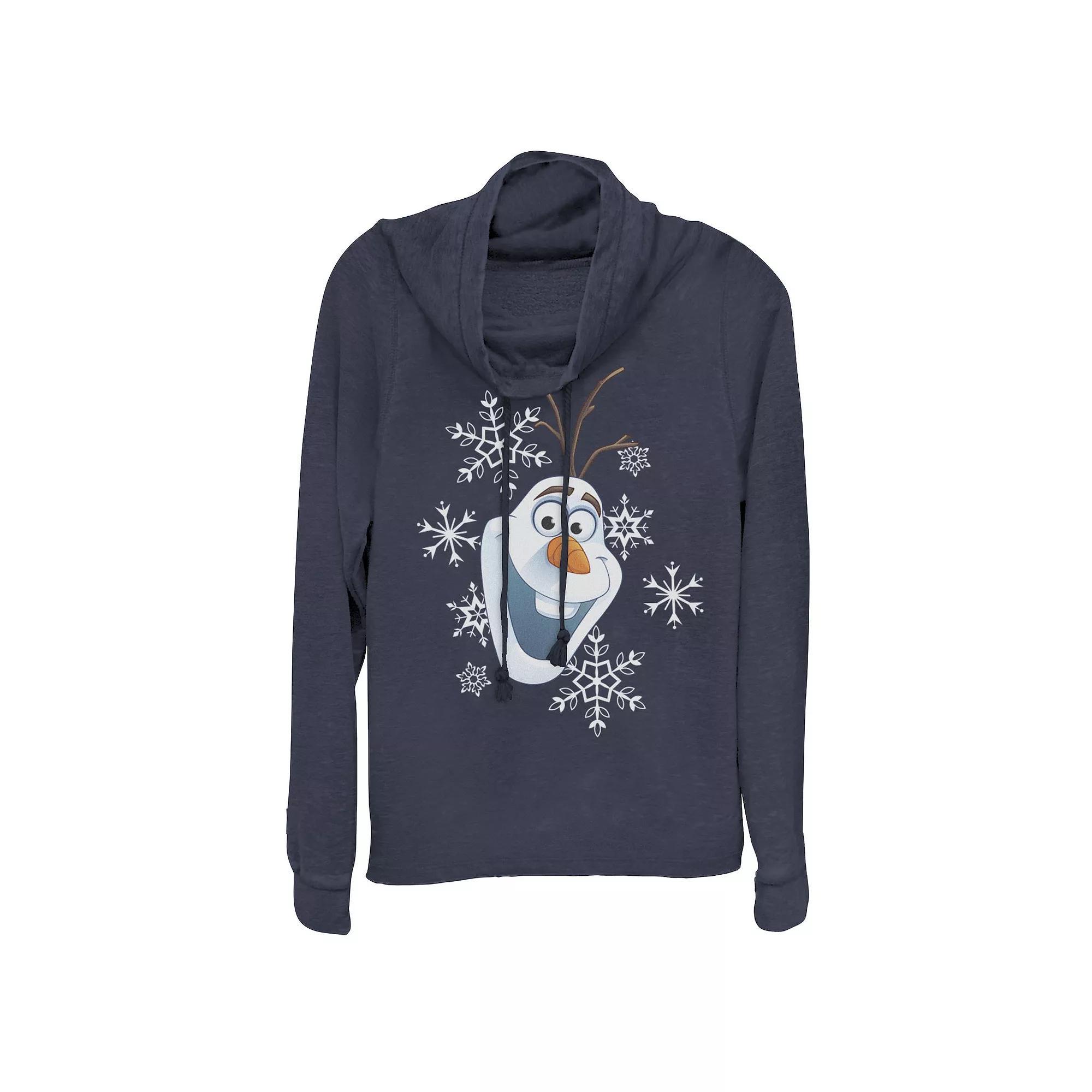 Disney's Frozen Olaf Smile Snowflake Juniors' Cowlneck Graphic Lightweight Long Sleeve, Girl's,  Product Image