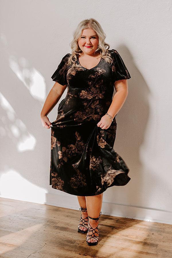 Maple and Mahogany Floral Velvet Midi Curves Product Image