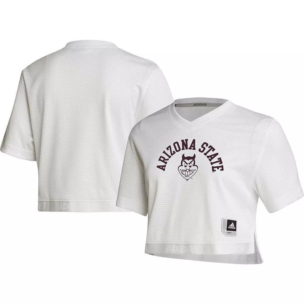 Women's adidas White Arizona State Sun Devils Primegreen V-Neck Cropped Jersey,  Product Image