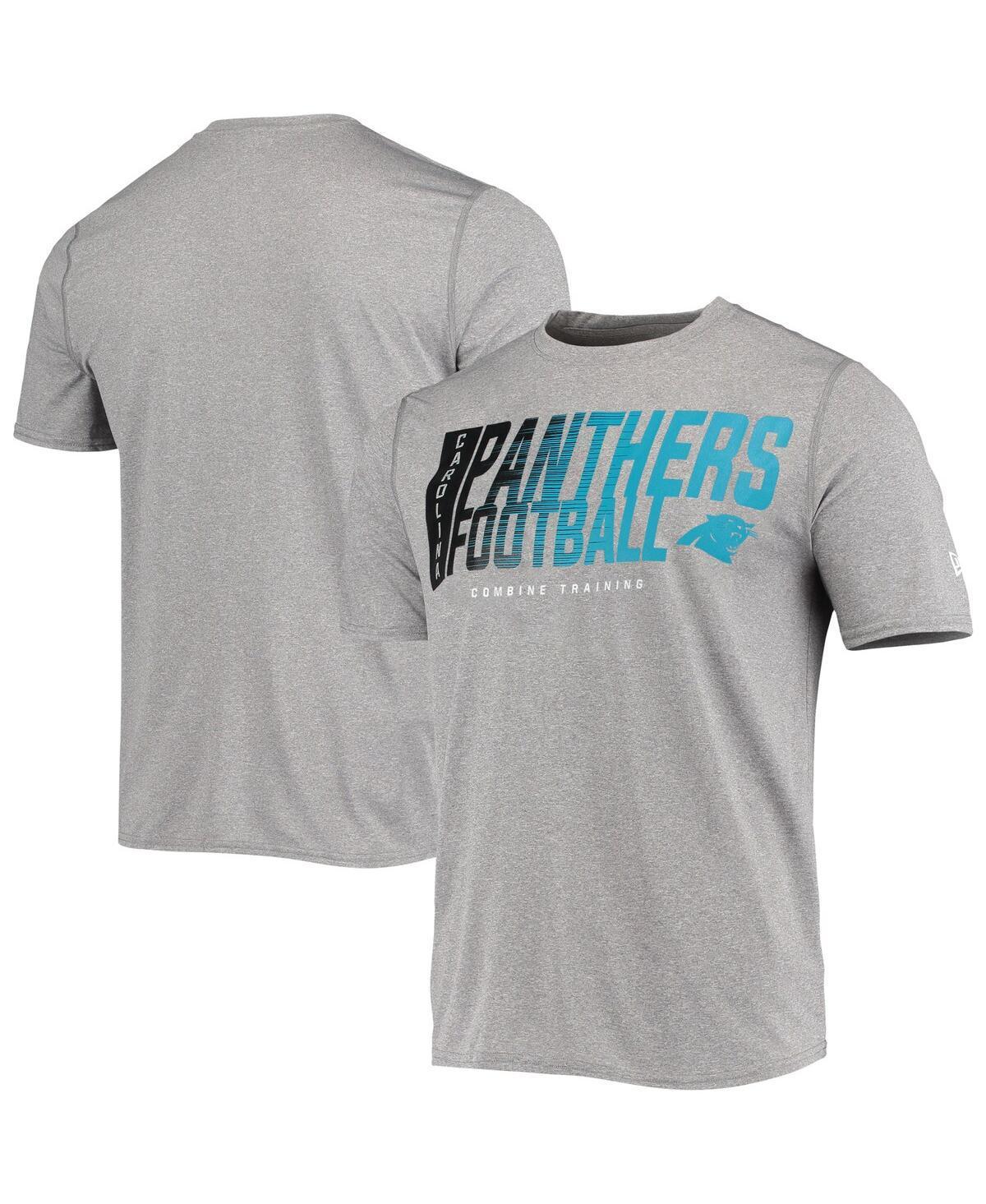 Mens New Era Heathered Gray Carolina Panthers Combine Authentic Game On T-Shirt Product Image