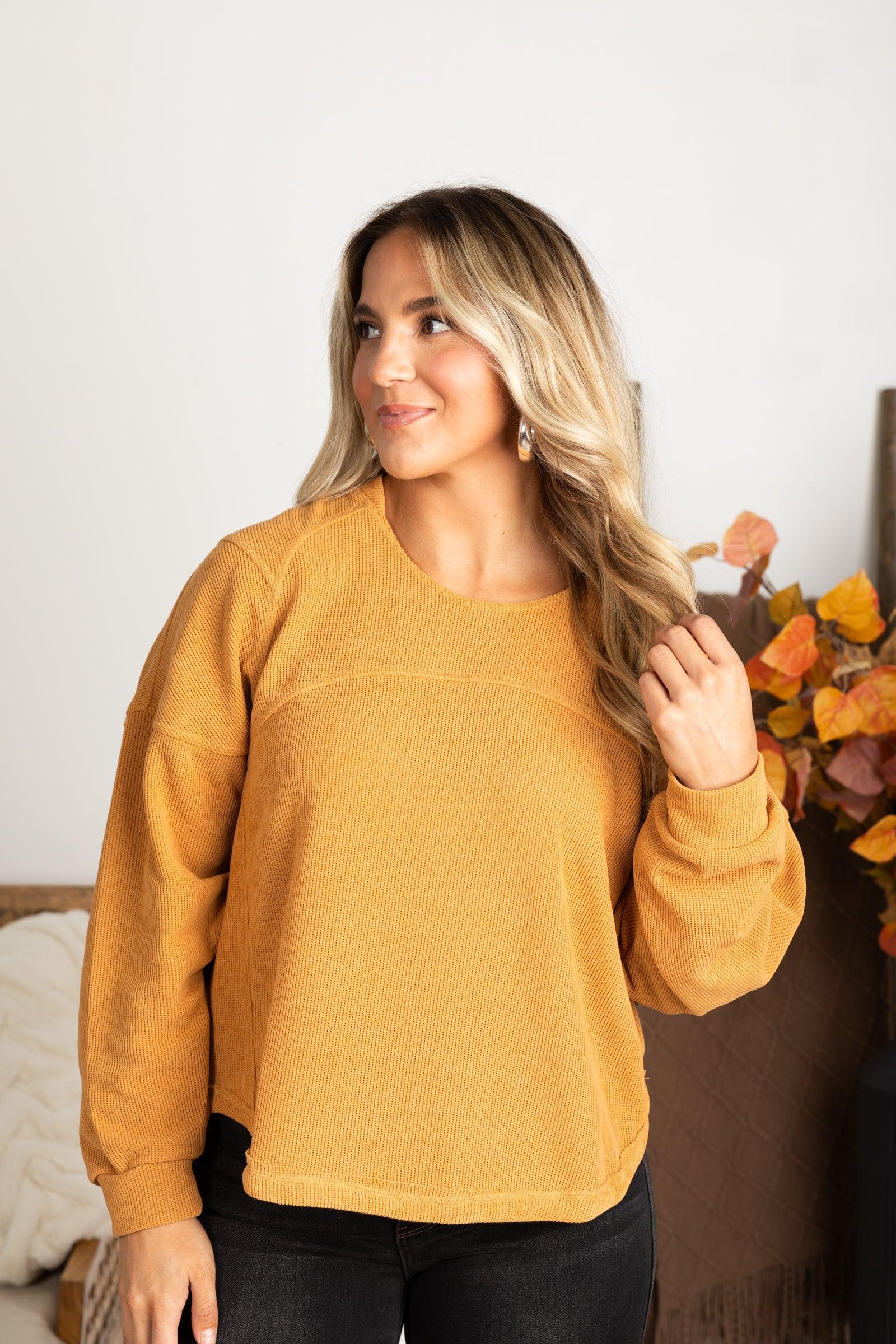 Camel Light Ribbed Comfy Knit Top Product Image