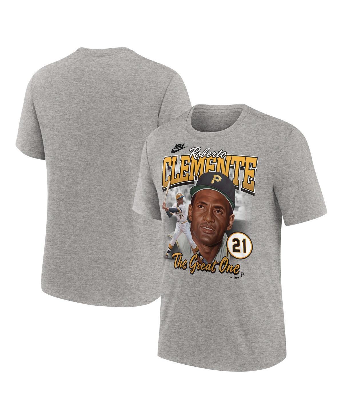 NIKE Men's Roberto Clemente Heather Gray Pittsburgh Pirates Cooperstown Collection Player Local T-shirt In Dark Heather Gray Product Image