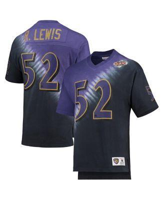 Mens Mitchell & Ness Ray Lewis /Black Baltimore Ravens Retired Player Name & Number Diagonal Tie-Dye V-Neck T-Shirt Product Image