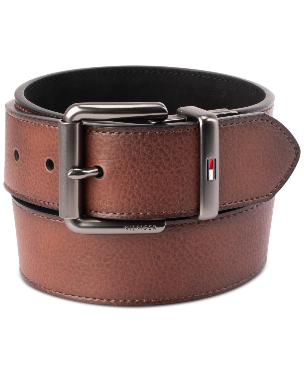 Tommy Hilfiger Mens Two-In-One Reversible Casual Matte and Pebbled Belt - Brown Product Image