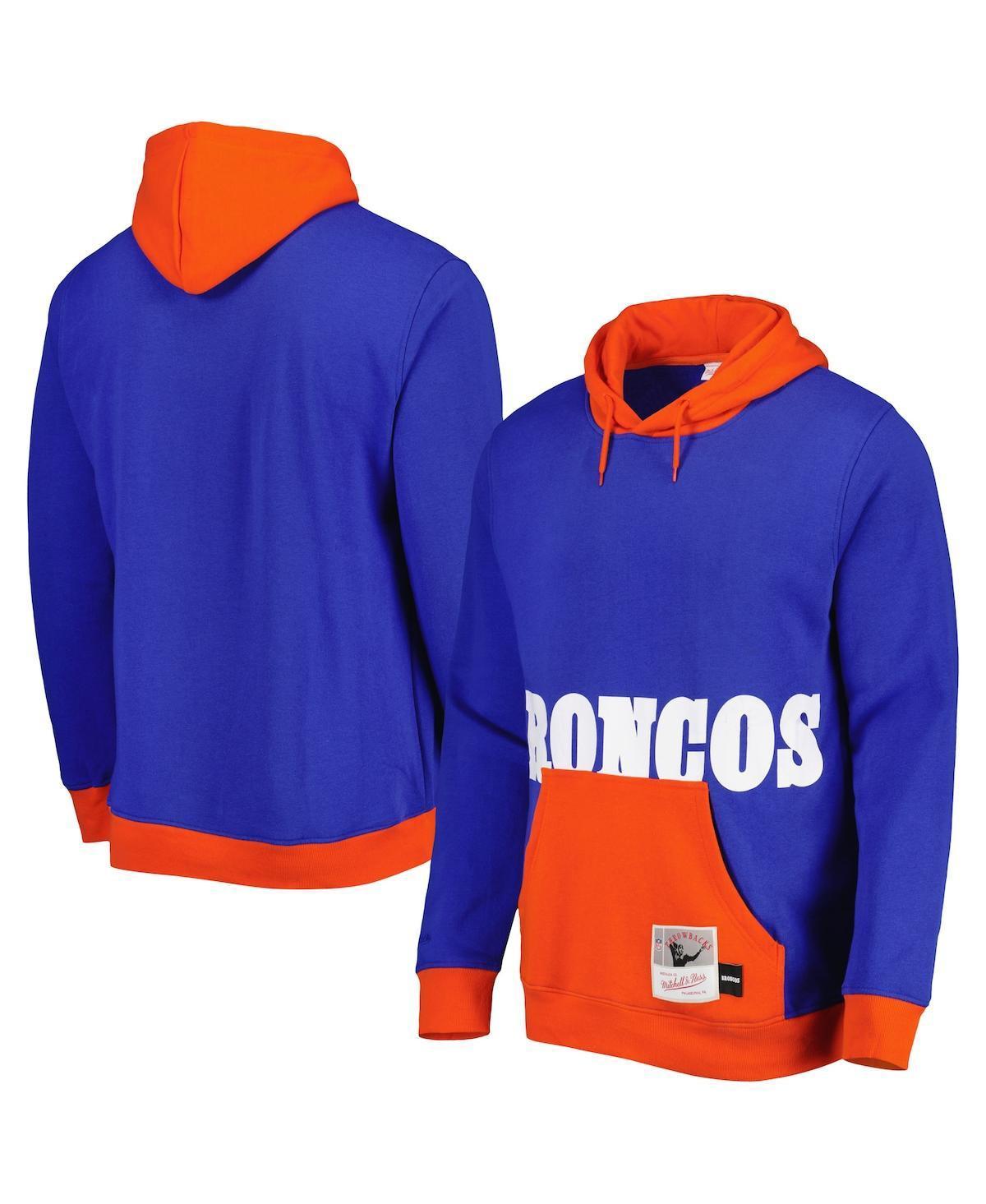 Mens Mitchell & Ness Royal Denver Broncos Big Face 5.0 Pullover Hoodie Product Image