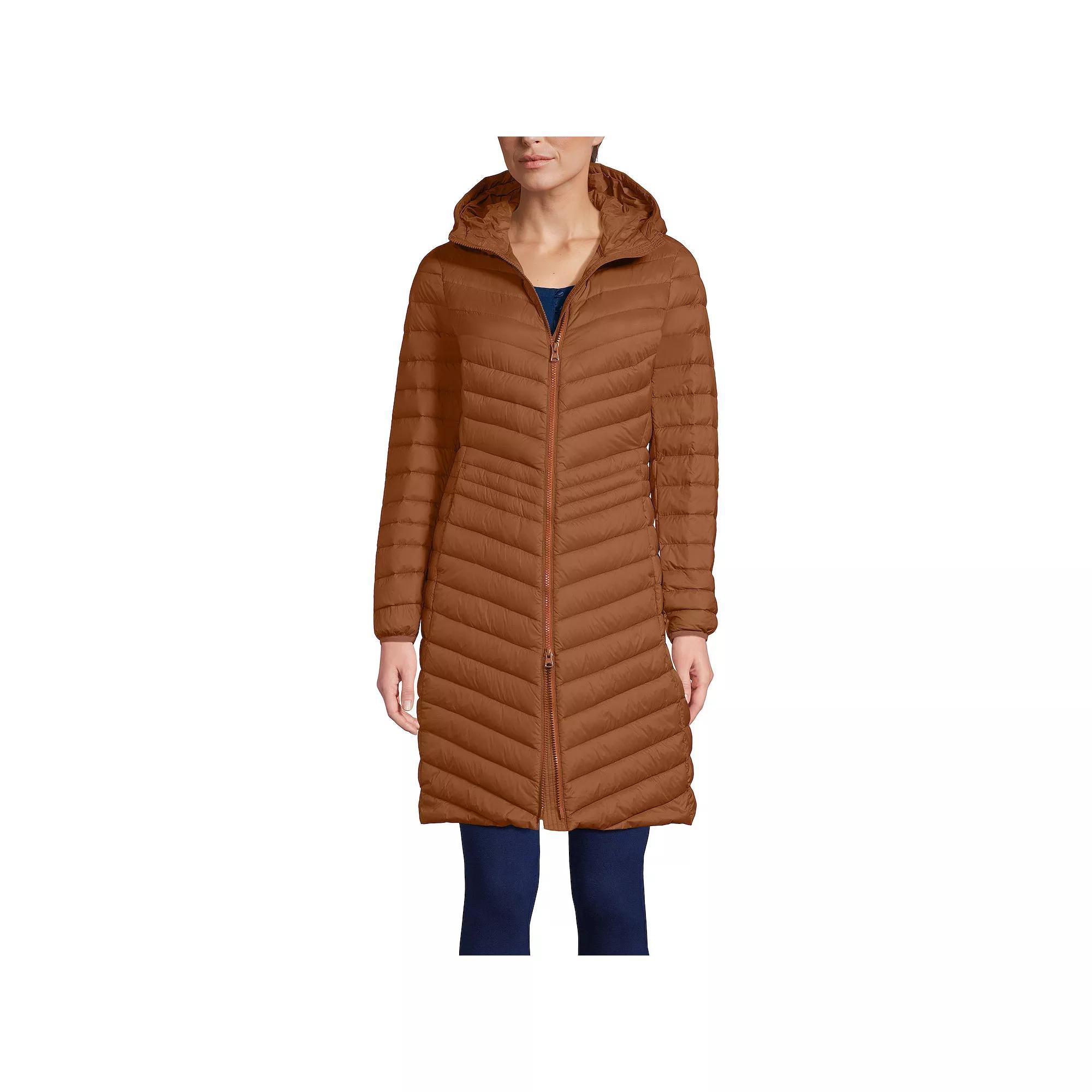 Petite Lands' End Hood Wanderweight Ultralight Down Long Packable Coat, Women's,  Product Image